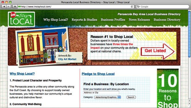 In Stay Local website project shown as originally presented