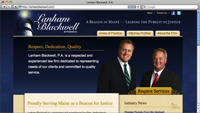 Lanham Blackwell Attorneys website project shown as originally presented