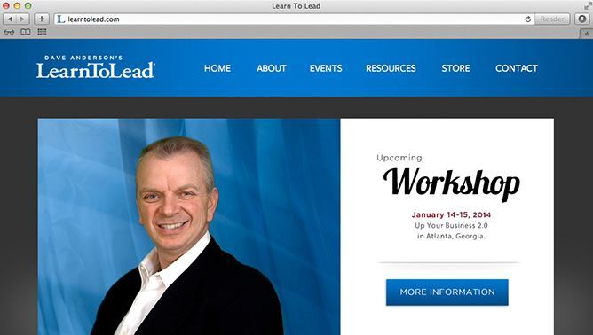 Learn to Lead website project shown as originally presented