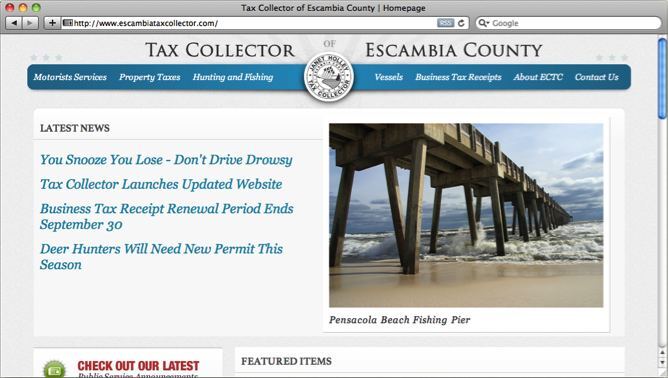 Escambia Tax Collector website project shown as originally presented