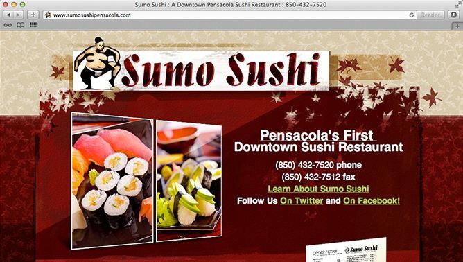 Sumo Sushi website project shown as originally presented