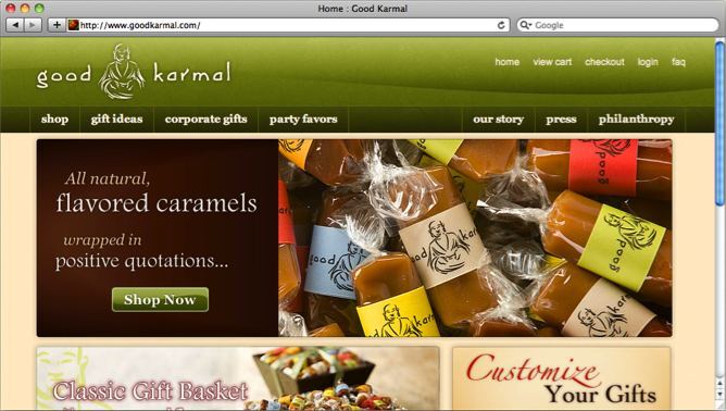 Good Karmal website project shown as originally presented
