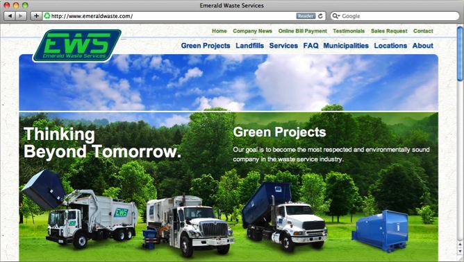 Emerald Waste Services website project shown as originally presented