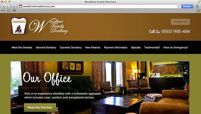 Woodbine Family Dentistry website project shown as originally presented