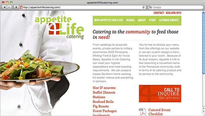 Appetite 4 Life website project shown as originally presented