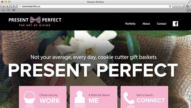 Present Perfect website project shown as originally presented