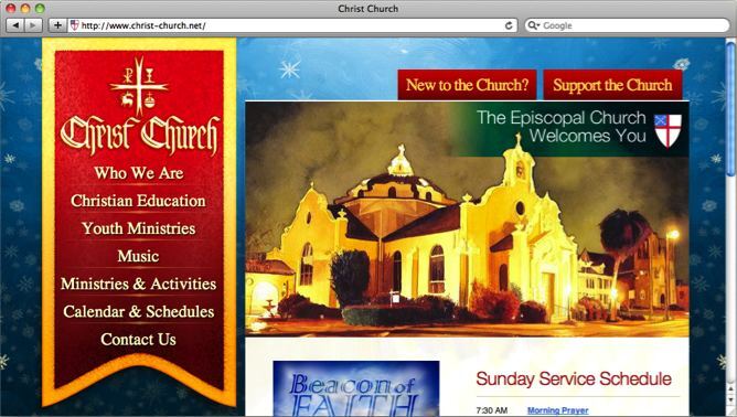 Christ Church website project shown as originally presented